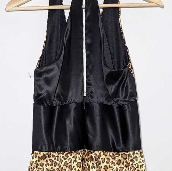 Jovani Silk Mini Dress Cocktail Cheetah Animal Print Black Y2K Vintage Size 6 - Picture 7 of 14